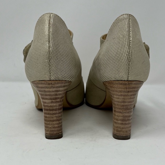 France Mode champagne Metallic Leather pumps with strap EU38.5 - Picture 6 of 13
